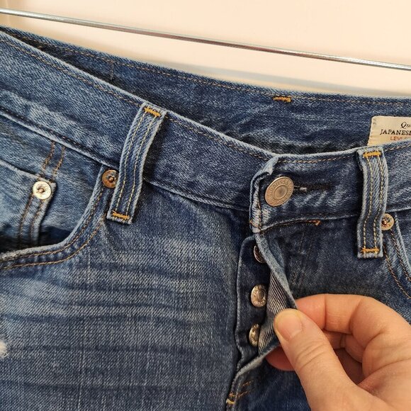 Levi's Women's 501 Tapered Premium Japanese Selvedge Denim Jeans‎ Distressed 26 - Picture 3 of 11